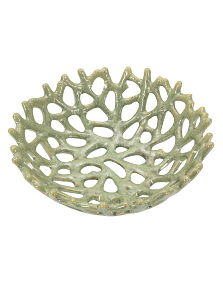 Vide poche déco original Corail Rond 35 cm Céramique Vert Coral 