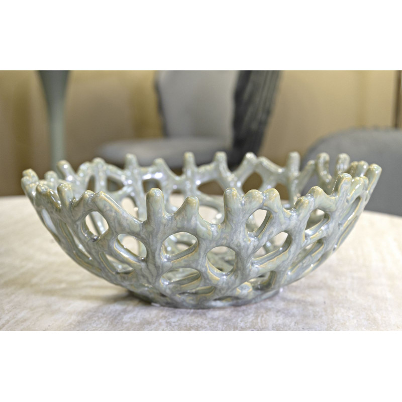 Vide poche déco original Corail Rond 35 cm Céramique Vert Coral 