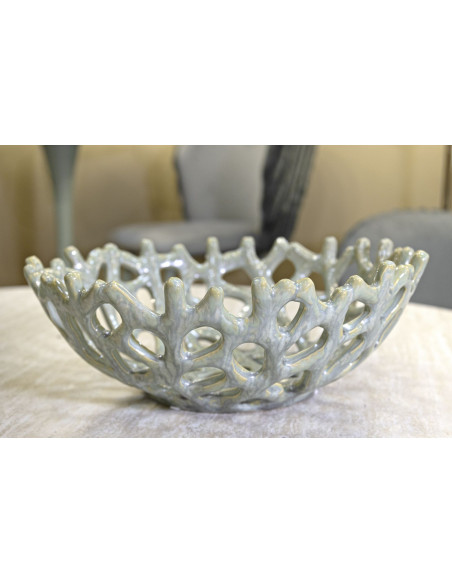 Vide poche déco original Corail Rond 35 cm Céramique Vert Coral 