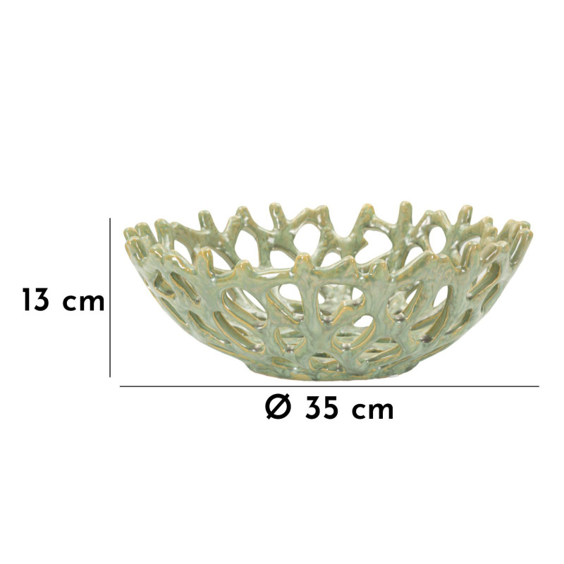 Vide poche déco original Corail Rond 35 cm Céramique Vert Coral 