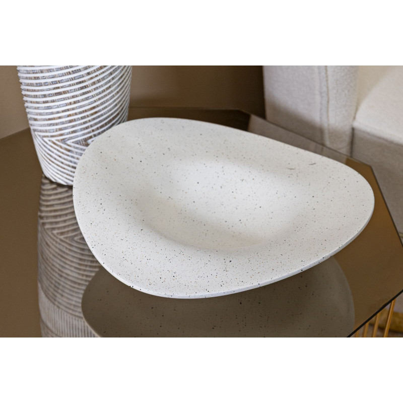 Vide poche déco minimaliste Organique 41 cm Résine Blanc crème Elegant 