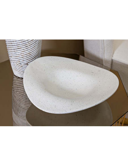 Vide poche déco minimaliste Organique 41 cm Résine Blanc crème Elegant 