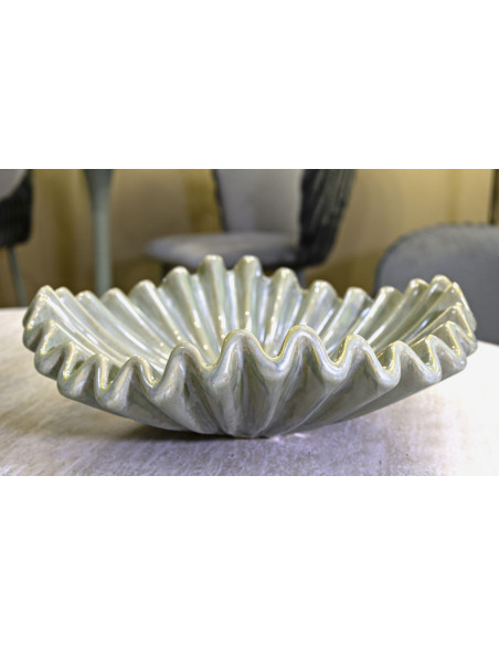 Grand Vide poche original Corolle Organique 40 cm Céramique Vert Nacré Venice 