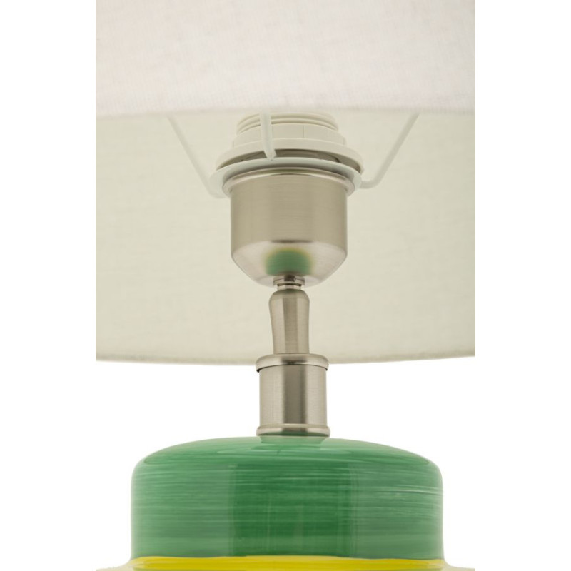 Grande Lampe à poser style art déco Hauteur 65 cm Céramique Multicolore Métal Doré Tissu Blanc Picassy 