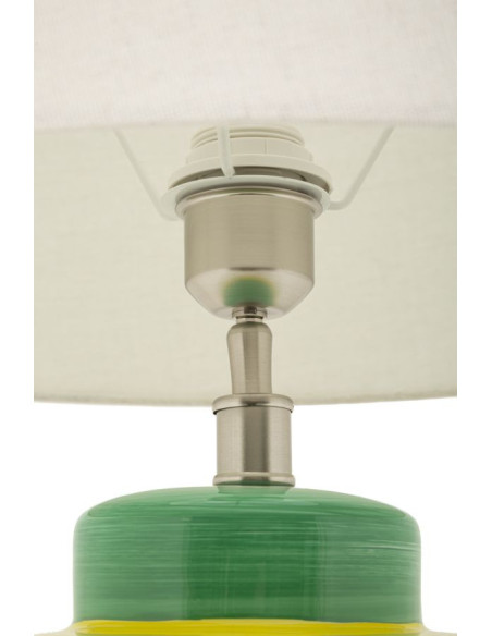 Grande Lampe à poser style art déco Hauteur 65 cm Céramique Multicolore Métal Doré Tissu Blanc Picassy 