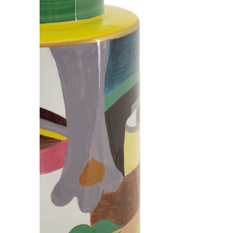 Grande Lampe à poser style art déco Hauteur 65 cm Céramique Multicolore Métal Doré Tissu Blanc Picassy 