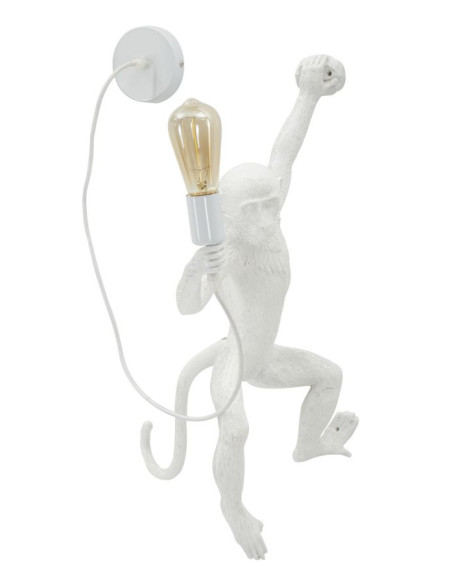 Grande Applique murale originale Singe Hauteur 64 cm Résine Blanc Monkey 