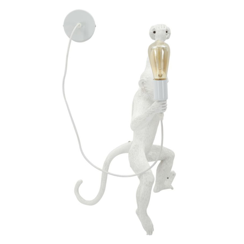 Grande Applique murale originale Singe Hauteur 64 cm Résine Blanc Monkey 
