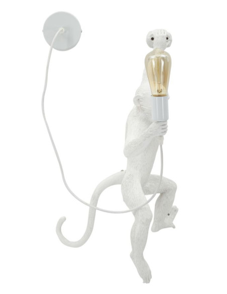 Grande Applique murale originale Singe Hauteur 64 cm Résine Blanc Monkey 