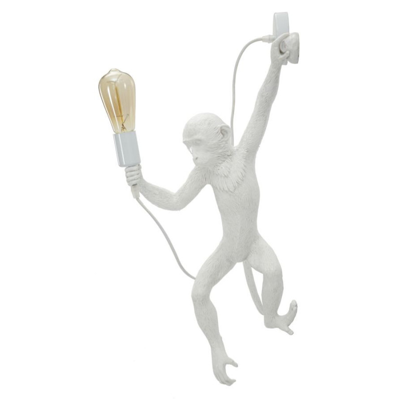 Grande Applique murale originale Singe Hauteur 64 cm Résine Blanc Monkey 
