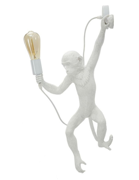 Grande Applique murale originale Singe Hauteur 64 cm Résine Blanc Monkey 