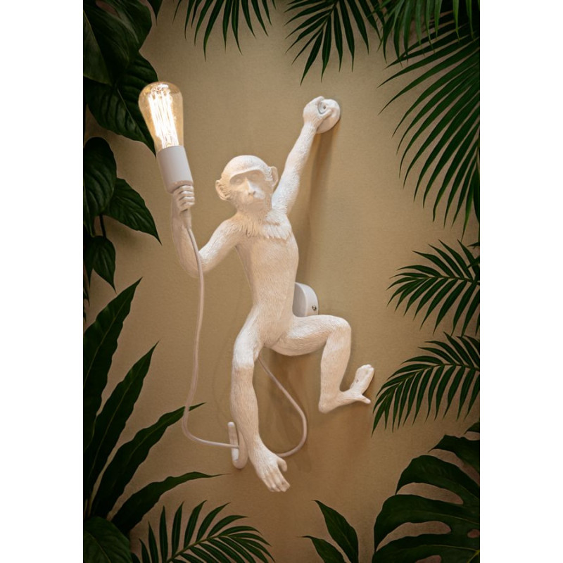 Grande Applique murale originale Singe Hauteur 64 cm Résine Blanc Monkey 