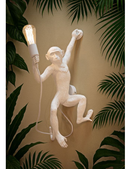 Grande Applique murale originale Singe Hauteur 64 cm Résine Blanc Monkey 