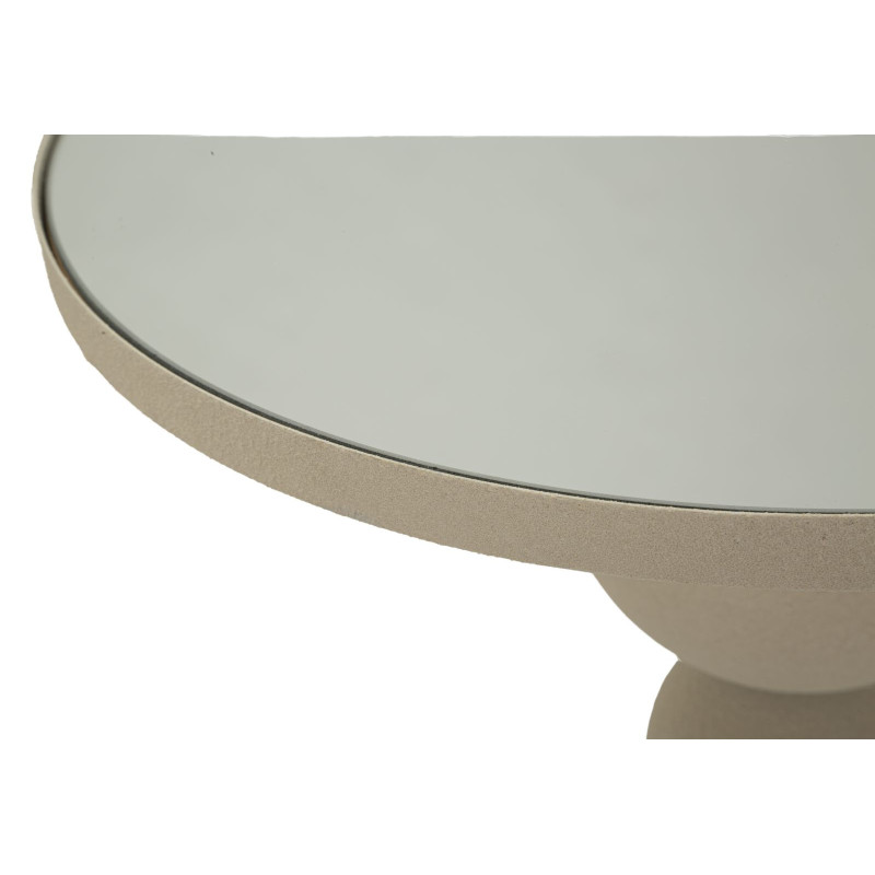 Table d'appoint moderne totem Ronde 40 cm Métal Blanc crème Miroir Dune 