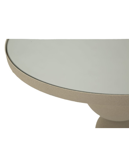 Table d'appoint moderne totem Ronde 40 cm Métal Blanc crème Miroir Dune 