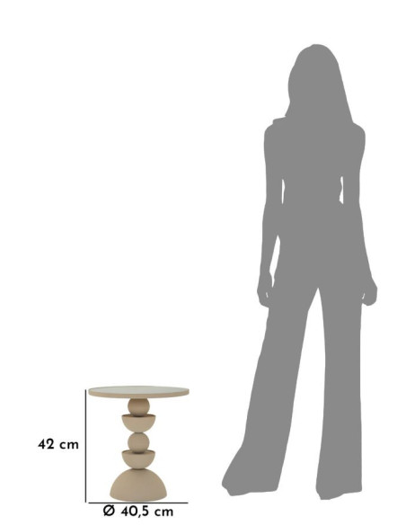 Table d'appoint moderne totem Ronde 40 cm Métal Blanc crème Miroir Dune 