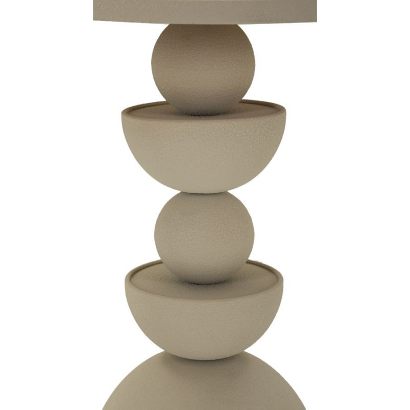 Table d'appoint moderne totem Ronde 45 cm Métal Blanc crème Miroir Dune 