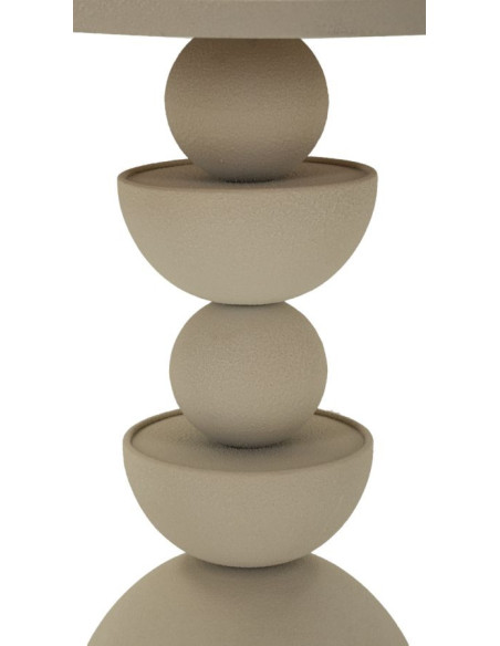 Table d'appoint moderne totem Ronde 45 cm Métal Blanc crème Miroir Dune 