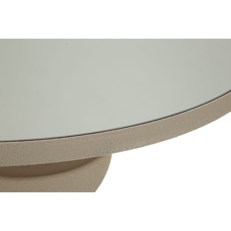 Table d'appoint moderne totem Ronde 45 cm Métal Blanc crème Miroir Dune 