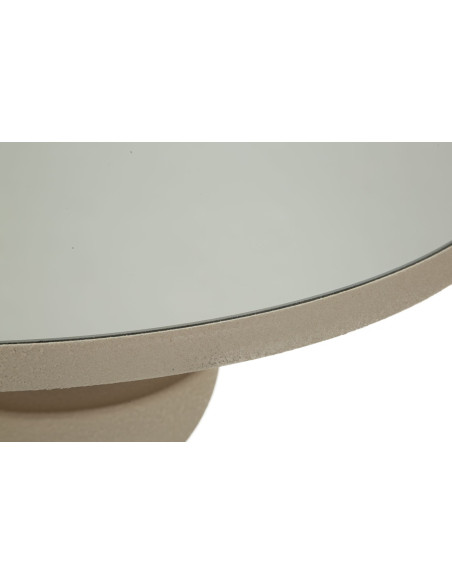 Table d'appoint moderne totem Ronde 45 cm Métal Blanc crème Miroir Dune 