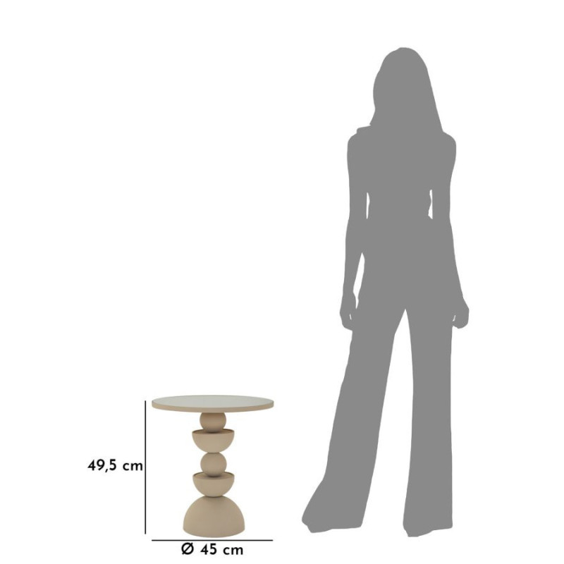 Table d'appoint moderne totem Ronde 45 cm Métal Blanc crème Miroir Dune 