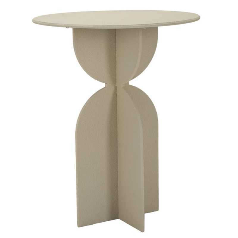Table d'appoint moderne Ronde 45 cm Métal Blanc crème Dune 