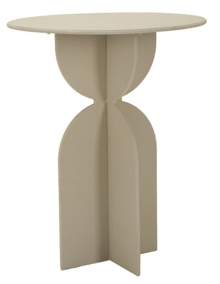 Table d'appoint moderne Ronde 45 cm Métal Blanc crème Dune 