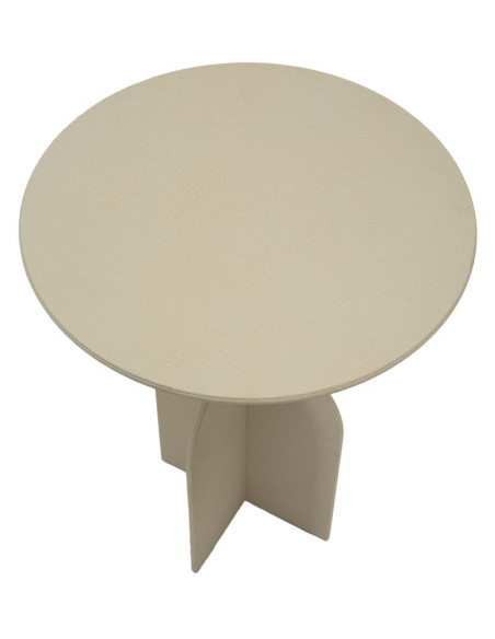 Table d'appoint moderne Ronde 45 cm Métal Blanc crème Dune 