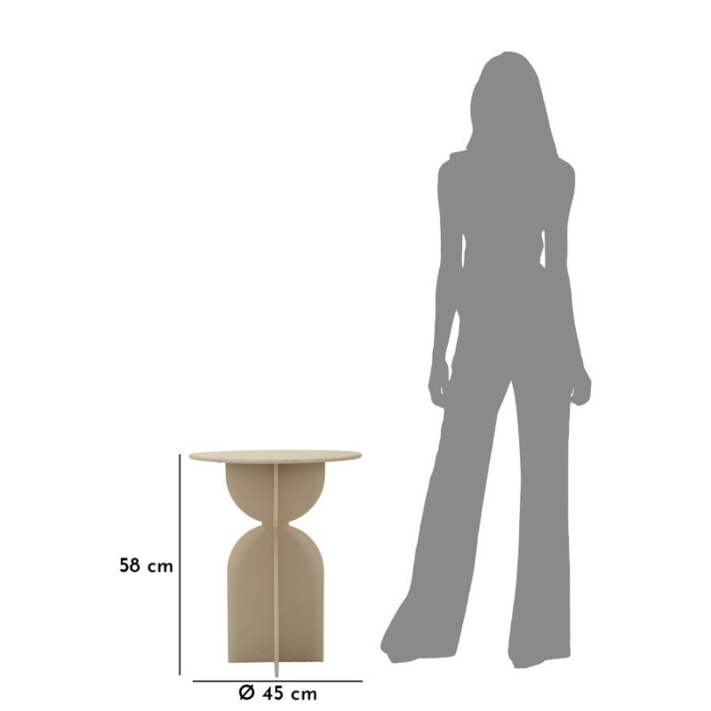 Table d'appoint moderne Ronde 45 cm Métal Blanc crème Dune 