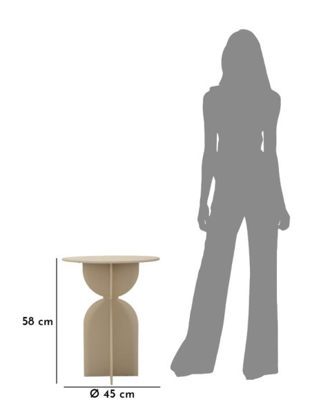 Table d'appoint moderne Ronde 45 cm Métal Blanc crème Dune 