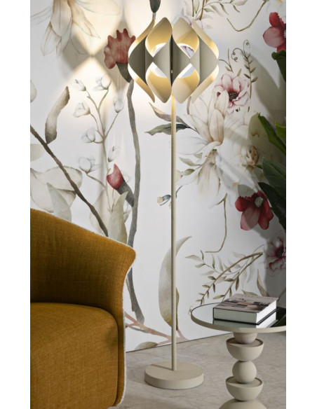 Lampadaire sur pied design moderne Hauteur 155 cm Métal Blanc crème Space 