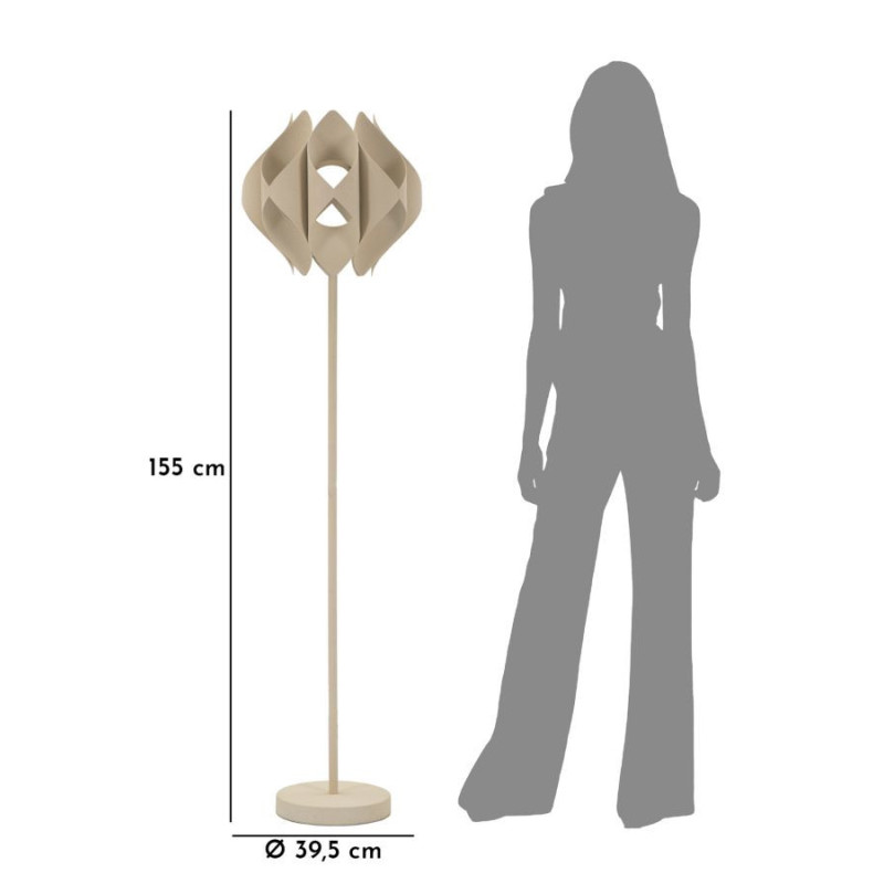Lampadaire sur pied design moderne Hauteur 155 cm Métal Blanc crème Space 