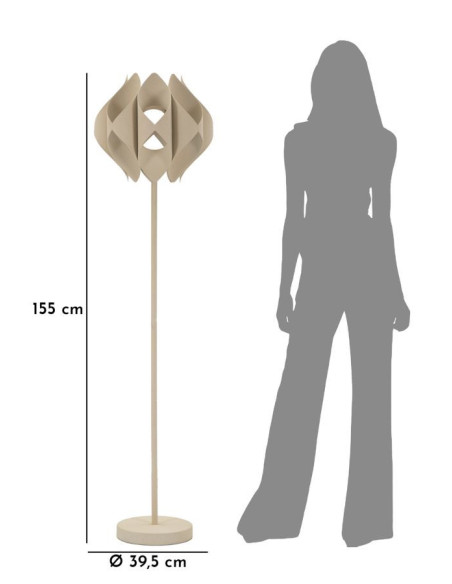 Lampadaire sur pied design moderne Hauteur 155 cm Métal Blanc crème Space 