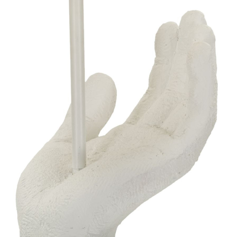 Grande Lampe à poser moderne Mains Hauteur 93 cm Résine Métal Blanc Tissu Beige Life 