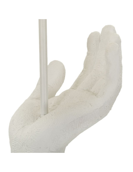 Grande Lampe à poser moderne Mains Hauteur 93 cm Résine Métal Blanc Tissu Beige Life 