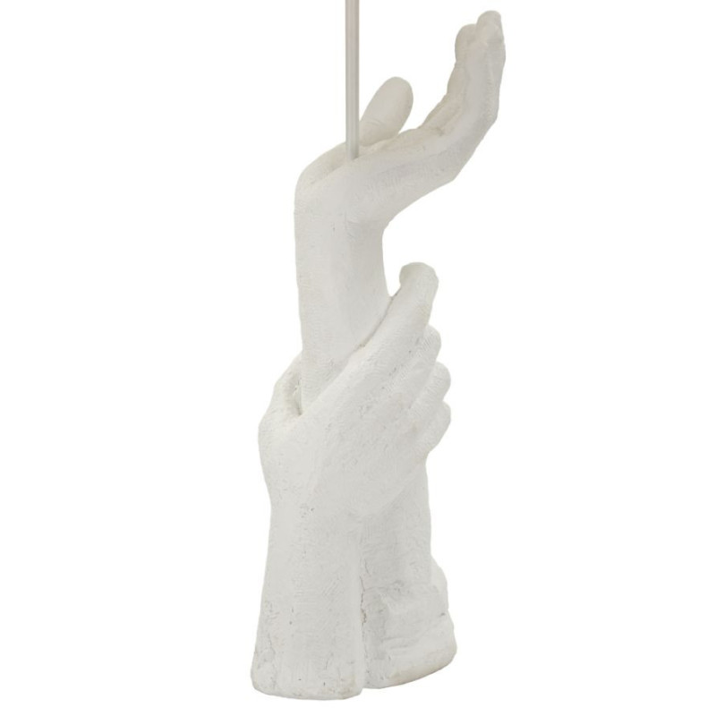 Grande Lampe à poser moderne Mains Hauteur 93 cm Résine Métal Blanc Tissu Beige Life 