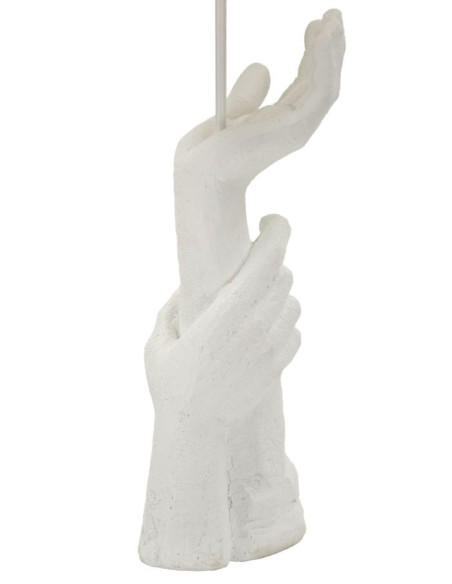 Grande Lampe à poser moderne Mains Hauteur 93 cm Résine Métal Blanc Tissu Beige Life 