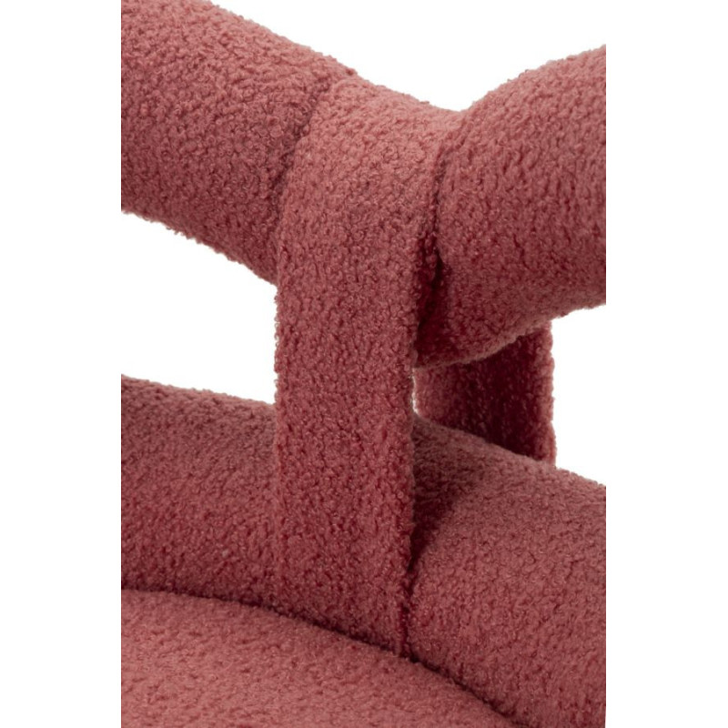 Chaise originale bouclette Noeud Tissu Rose Bouclé Métal Doré Bois MDF Ilary 