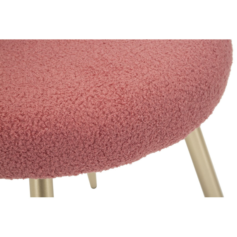 Chaise originale bouclette Noeud Tissu Rose Bouclé Métal Doré Bois MDF Ilary 