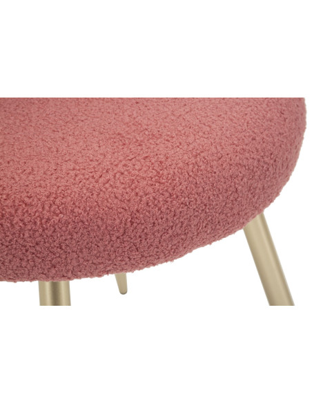 Chaise originale bouclette Noeud Tissu Rose Bouclé Métal Doré Bois MDF Ilary 