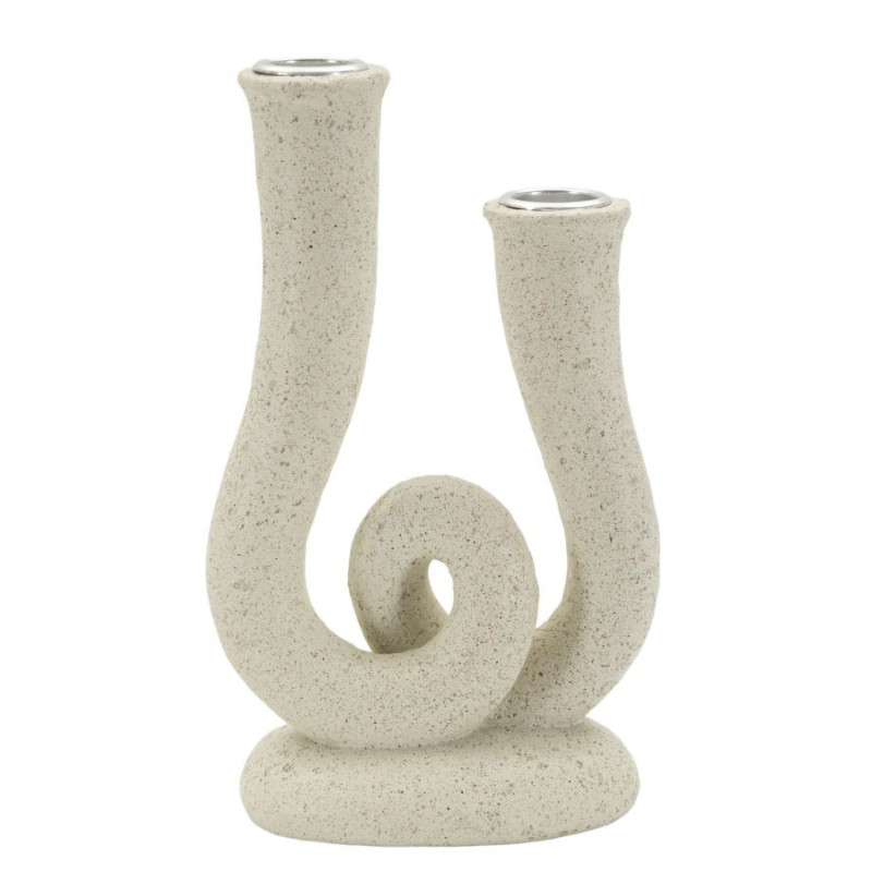 Chandelier moderne 2 branches Hauteur 20 cm Résine Blanc crème Stons 