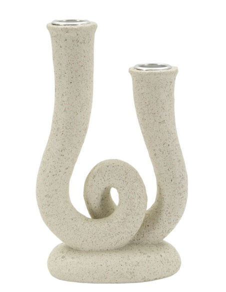 Chandelier moderne 2 branches Hauteur 20 cm Résine Blanc crème Stons 