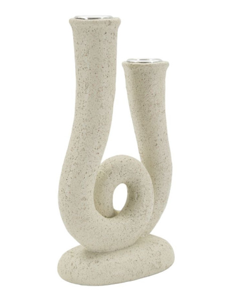 Chandelier moderne 2 branches Hauteur 20 cm Résine Blanc crème Stons 