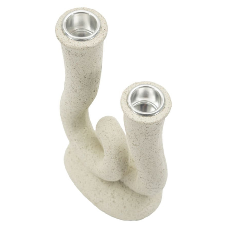 Chandelier moderne 2 branches Hauteur 20 cm Résine Blanc crème Stons 