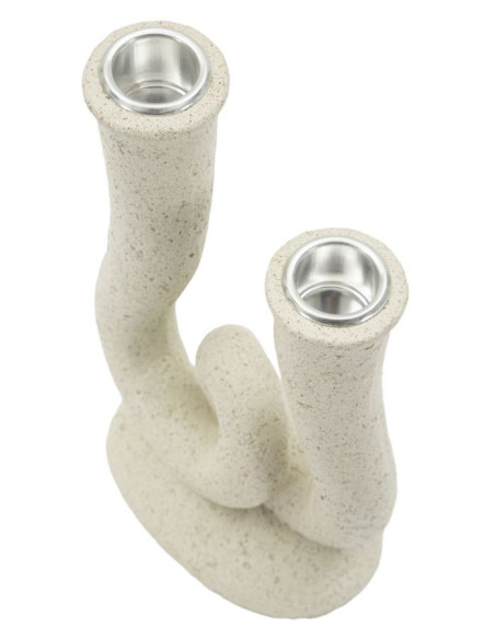 Chandelier moderne 2 branches Hauteur 20 cm Résine Blanc crème Stons 