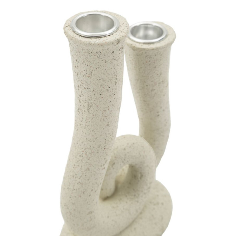 Chandelier moderne 2 branches Hauteur 20 cm Résine Blanc crème Stons 