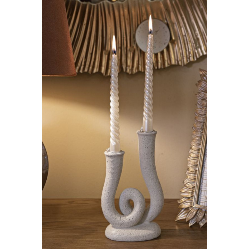 Chandelier moderne 2 branches Hauteur 20 cm Résine Blanc crème Stons 