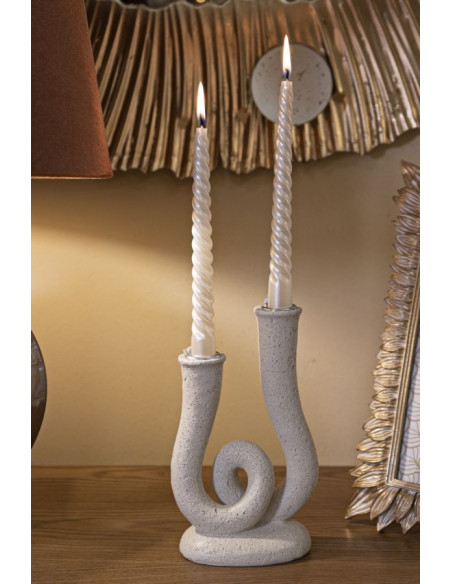 Chandelier moderne 2 branches Hauteur 20 cm Résine Blanc crème Stons 