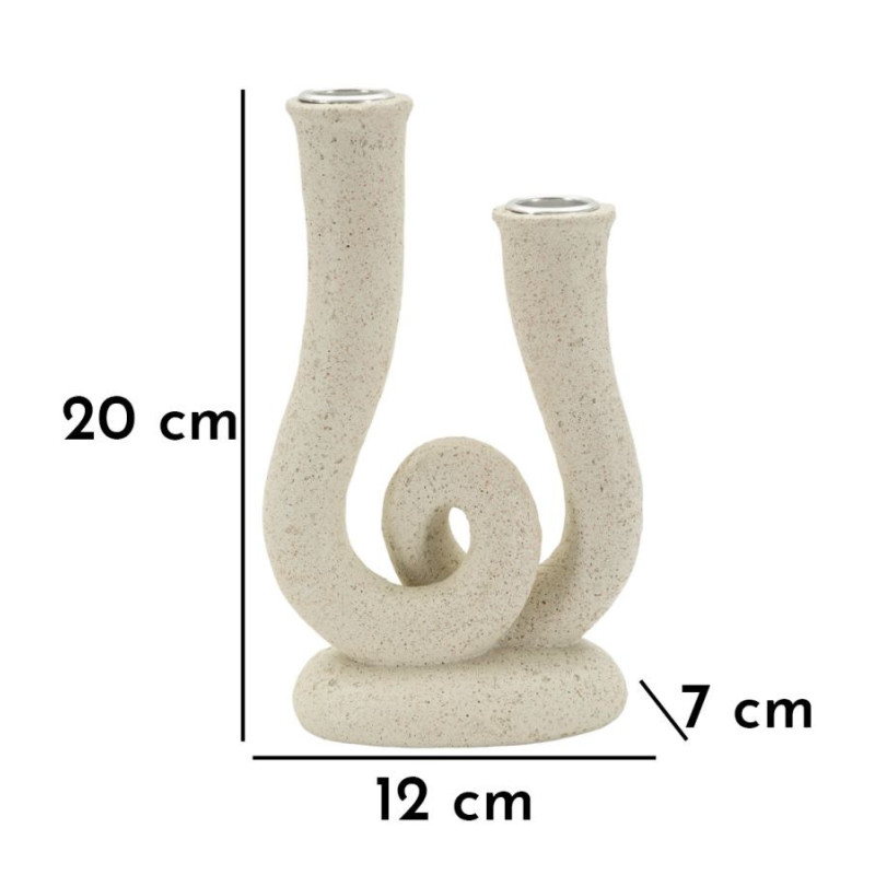 Chandelier moderne 2 branches Hauteur 20 cm Résine Blanc crème Stons 