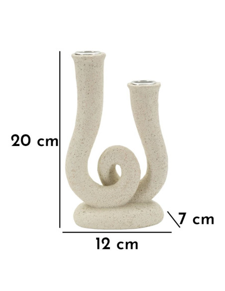 Chandelier moderne 2 branches Hauteur 20 cm Résine Blanc crème Stons 